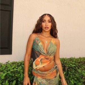 Fashion Nova Multicolor Halter Dress